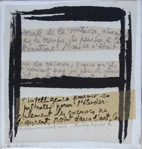Madeleine Lambert. Albertine disparue R, collage et encre, cadeau tableau décoration