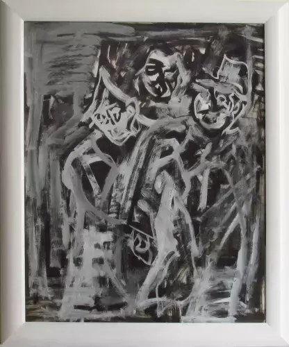 Achat tableau peinture Les trois Clowns de Jacques Chevalier gouache 