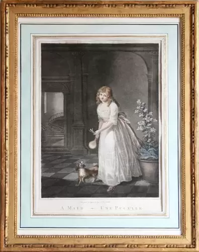achat tableau gravure XVIIIème siècle A maid - Une pucelle