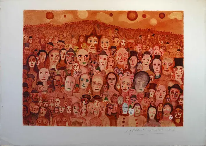 achat lithographie Les clowns d'après marcel marceau