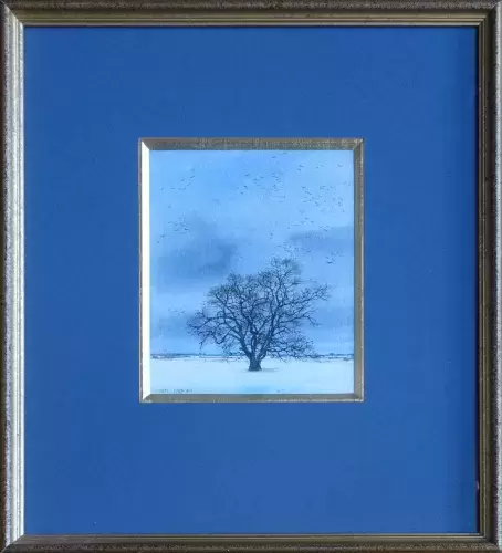 Michel Ciry aquarelle 1991 vol d'étourneaux achat tableau cadeau décoration