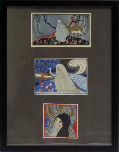 achat tableau Mille et une nuits.Femmes, roses et oiseaux de brunelleschi