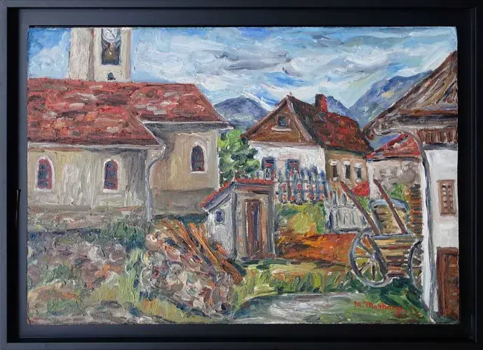 Motia Morhange. Village de montagne. Achat art, tableau, décoration