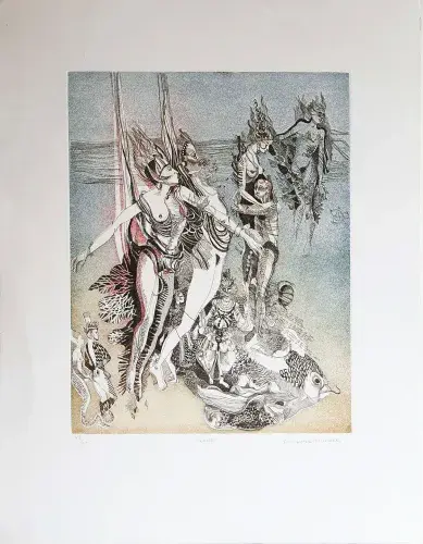 achat tableau peinture décoration UZUME eau-forte de Françoise Muller achat tableau