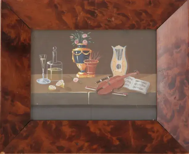 achat tableau peinture Nature morte aux instruments de musique