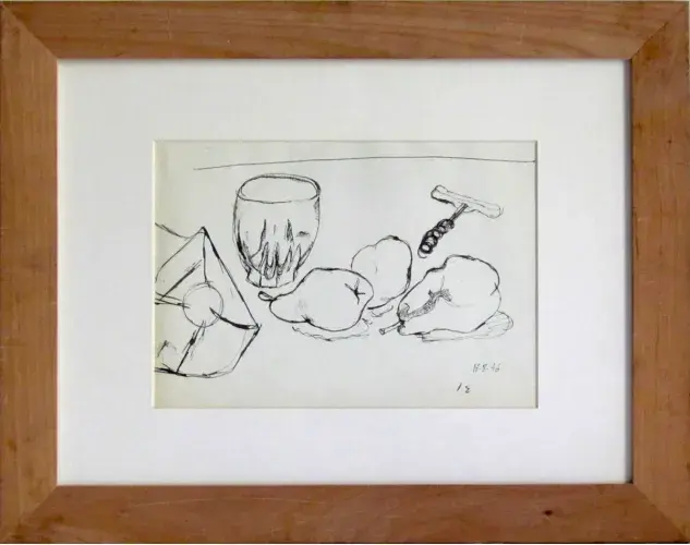 achat tableau décoration Nature morte aux poires. Encre. Henri Espinouze. Ecole de Paris