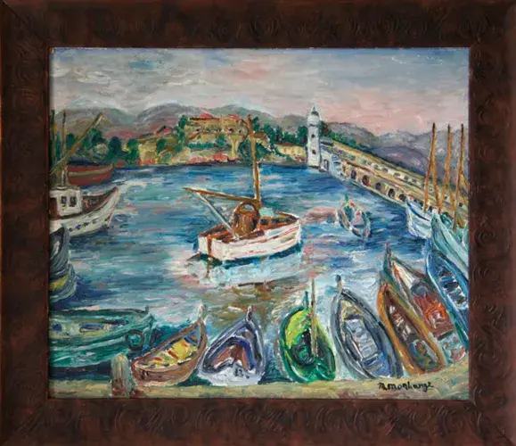 achat tableau peinture Port sur la Riviera de Motia Morhange