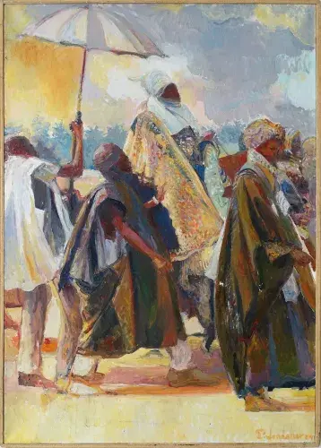 Patrice Landauer. Acrylique sur toile. Procession royale. Achat tableau art décoration