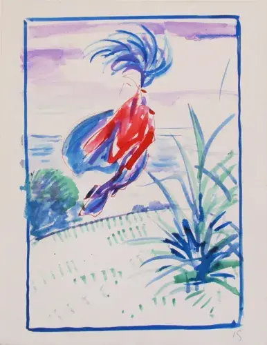 Aquarelle-HERMANN PAUL-Rivage tropical achat tableau