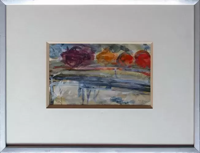Georges Romathier. Aquarelle préparatoire n°2. Paysagisme abstrait.