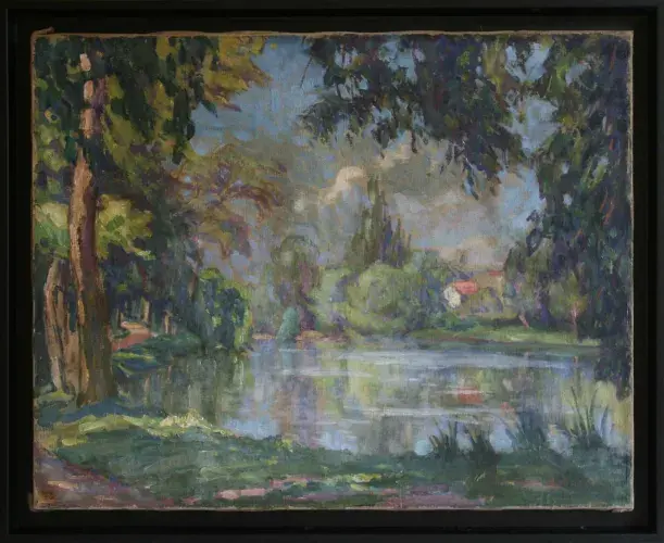 achat tableau peinture décoration Albert Sardin impressionnisme étang