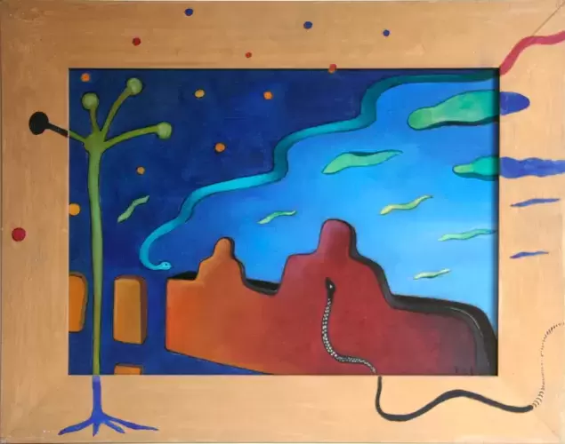 achat tableau peinture décoration surréalisme Serpent de ciel, serpent de terre de Patricia de Boysson