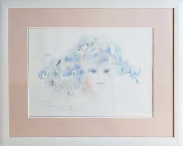 Shan-Merry. Rêverie en bleu. Aquarelle. Achat aquarelle. Achat tableau. 