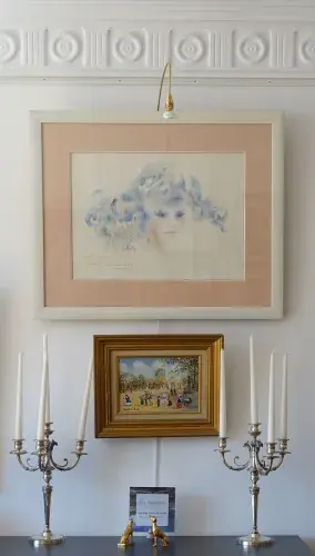Shan-Merry. Rêverie en bleu. Aquarelle. Achat aquarelle. Achat tableau. 