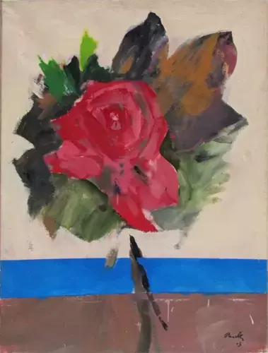 achat tableau peinture Terre de Sienne de Jean-Michel Aucler portrait de rose