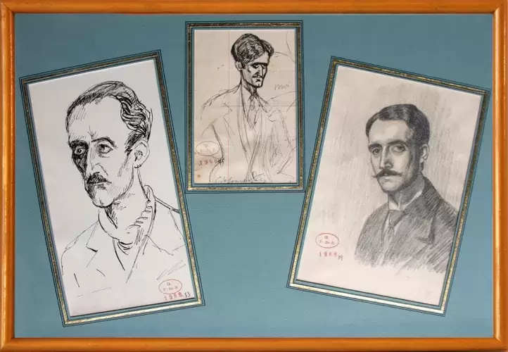 achat tableau peinture Trio d'autoportraits de Georges de Sonneville 