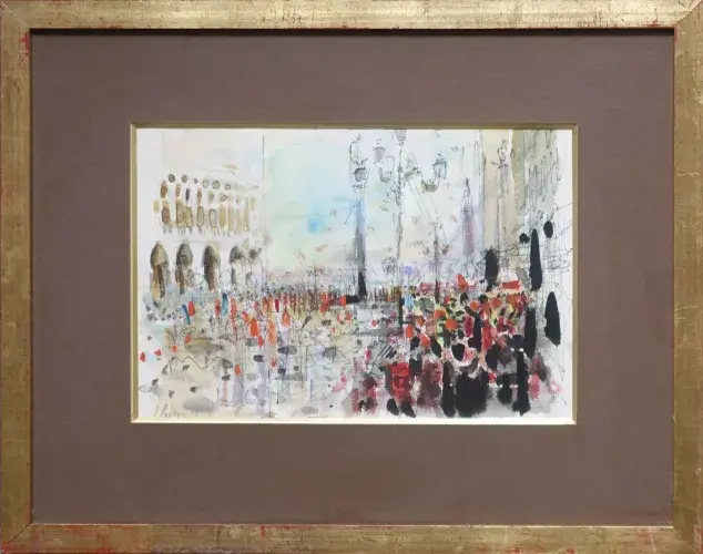 Venise, Place Saint-Marc, aquarelle, Podevin