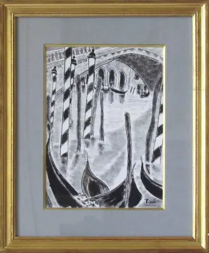 achat tableau Venise gondoles rialto georgette tavé décoration
