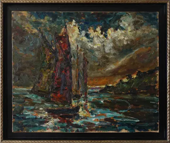 Huile sur toile de Robert Leparmentier. Ecole bretonne du XXème siècle achat tableau peinture