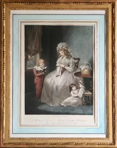 achat tableau gravure XVIIIème siècle A wife - Une femme mariée