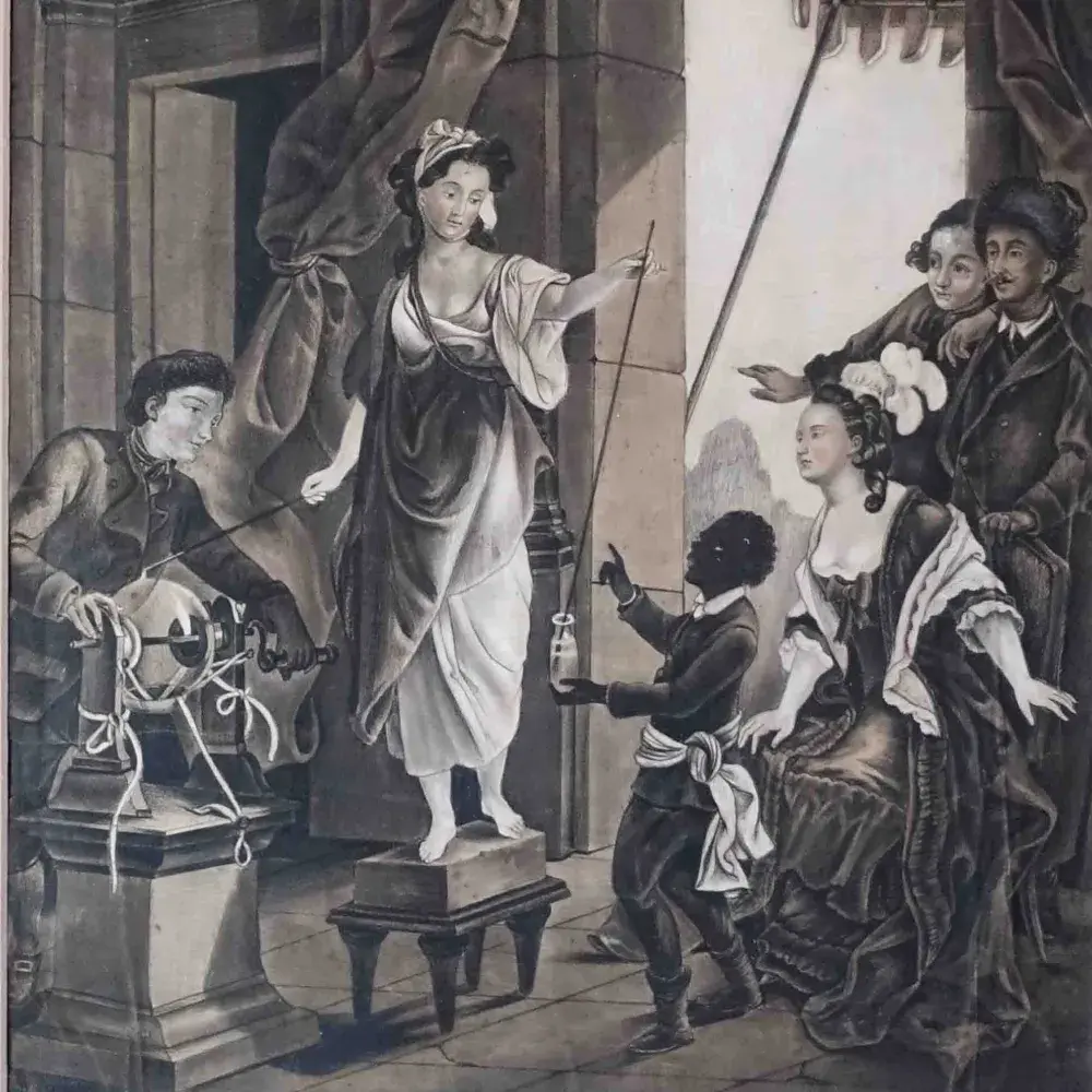 Séance de béatification. Fusain et lavis du XIXème siècle.