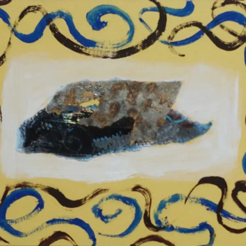Gisèle Prassinos. Collage et gouache.