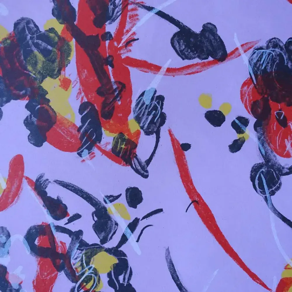 Abstraction au fond mauve. Shizu Shimada.