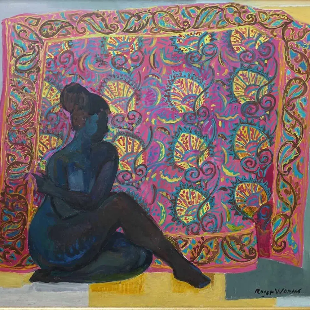 Roger Worms. Nu à contre jour. Huile sur toile.
