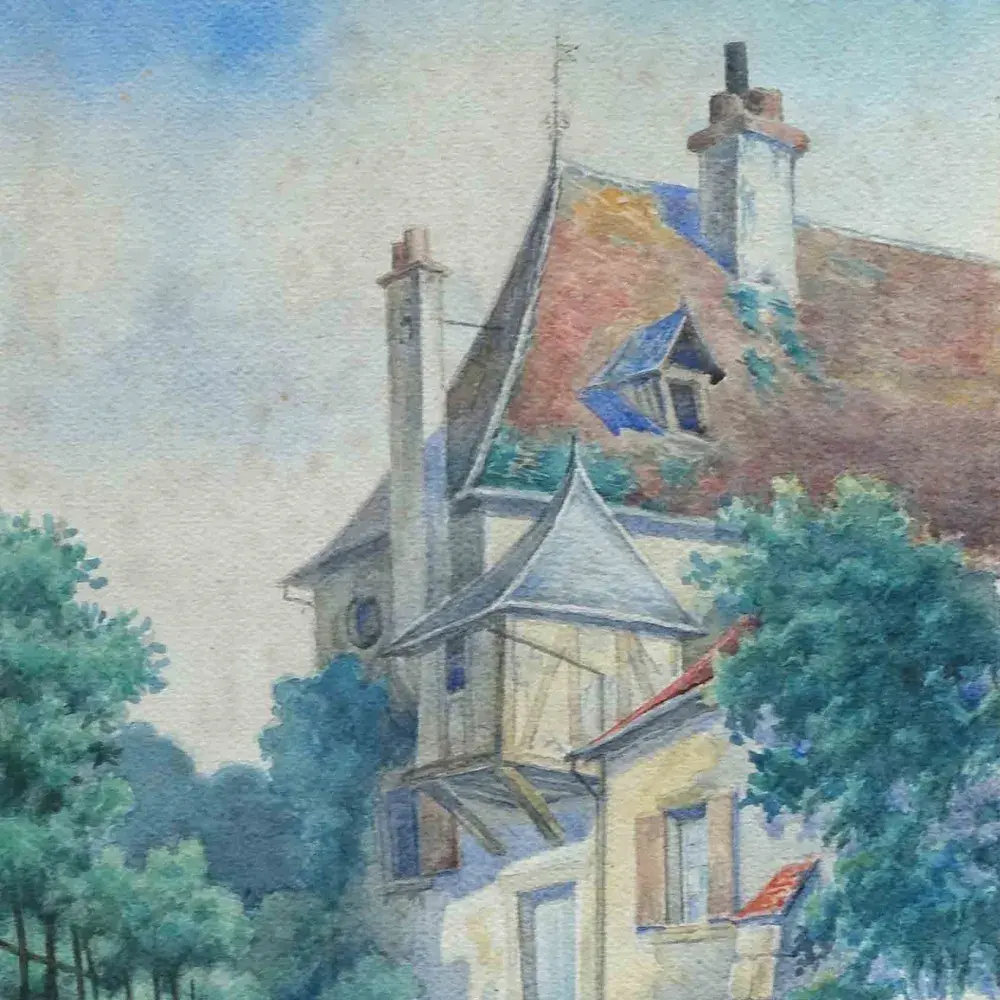 Paul-Laurent Courtot. Saint-Julien-du-Saut. Aquarelle. 1918
