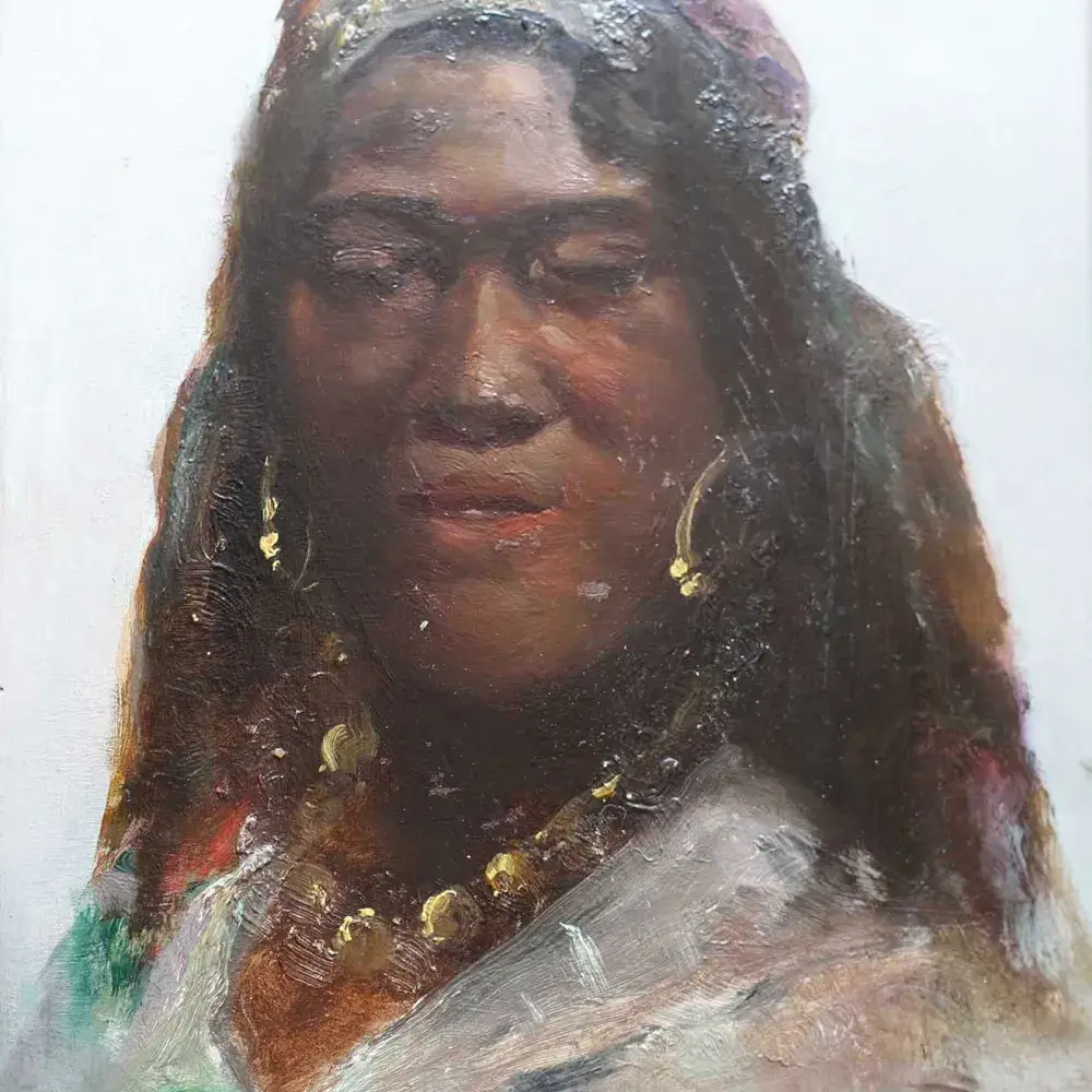 Femme aux créoles. Cristobal Piza-Ensenyat. Ecole espagnole