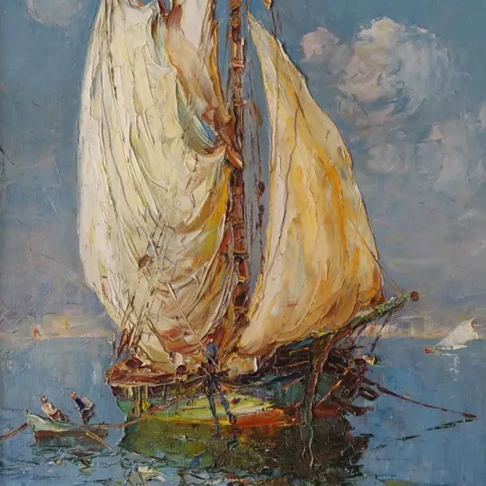 Merio Ameglio. Huile sur toile. La tartane.