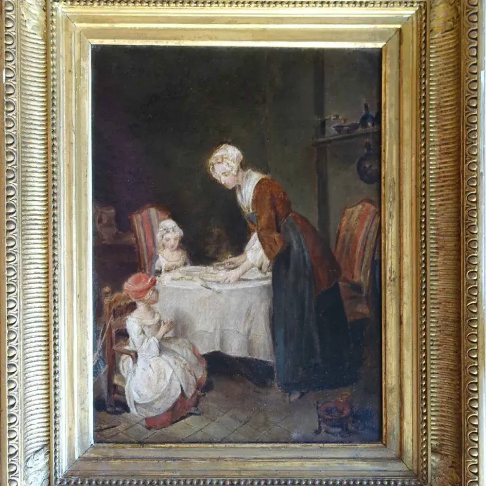 La veillée d'après Chardin. Achat art décoration petit format XIXème