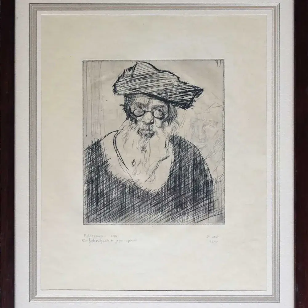 Le rabbin. F Brangwyn. Eau-forte sur japon impérial achat art décoration