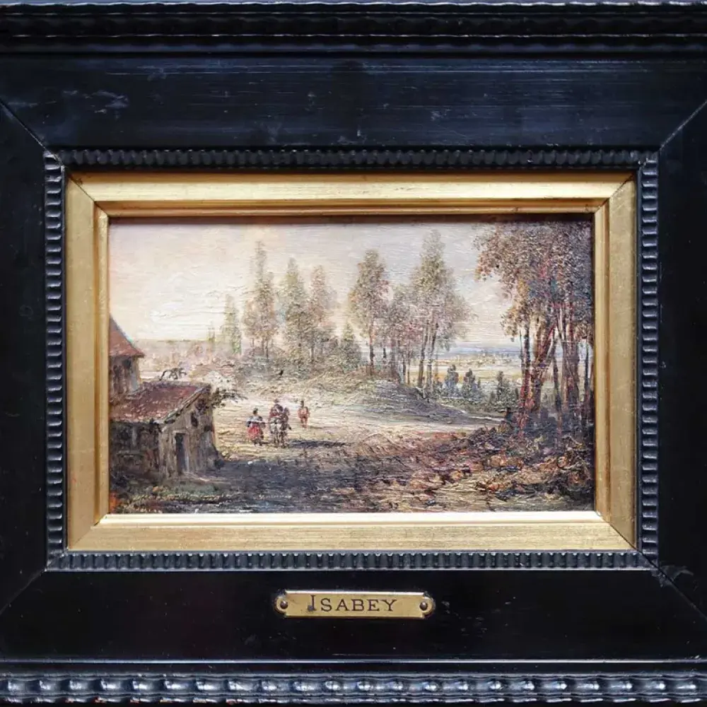 Cavalier et vivandière dans un paysage. Suiveur d'Isabey. Acaht tableau art décoration
