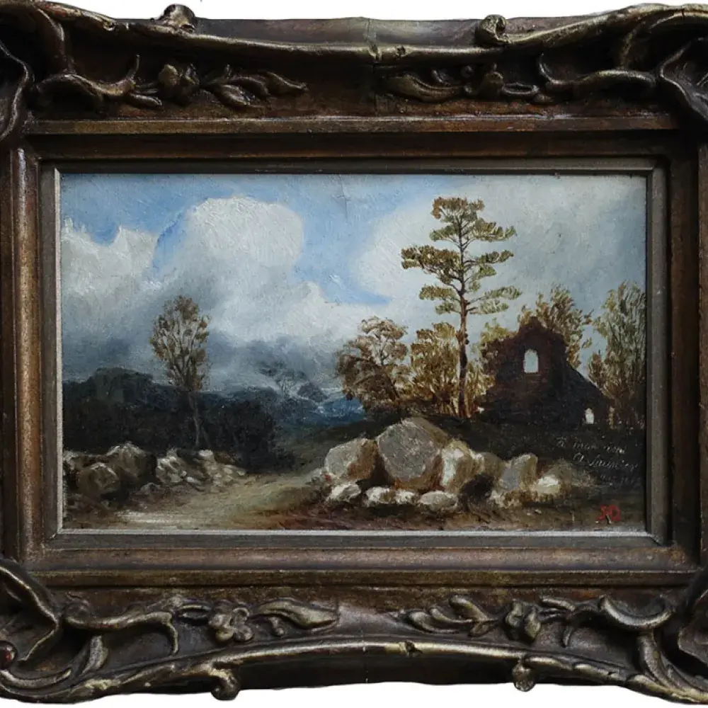 La chapelle en ruine. XIX ème siècle, achat art, achat tableau pour décoration, achat petit format