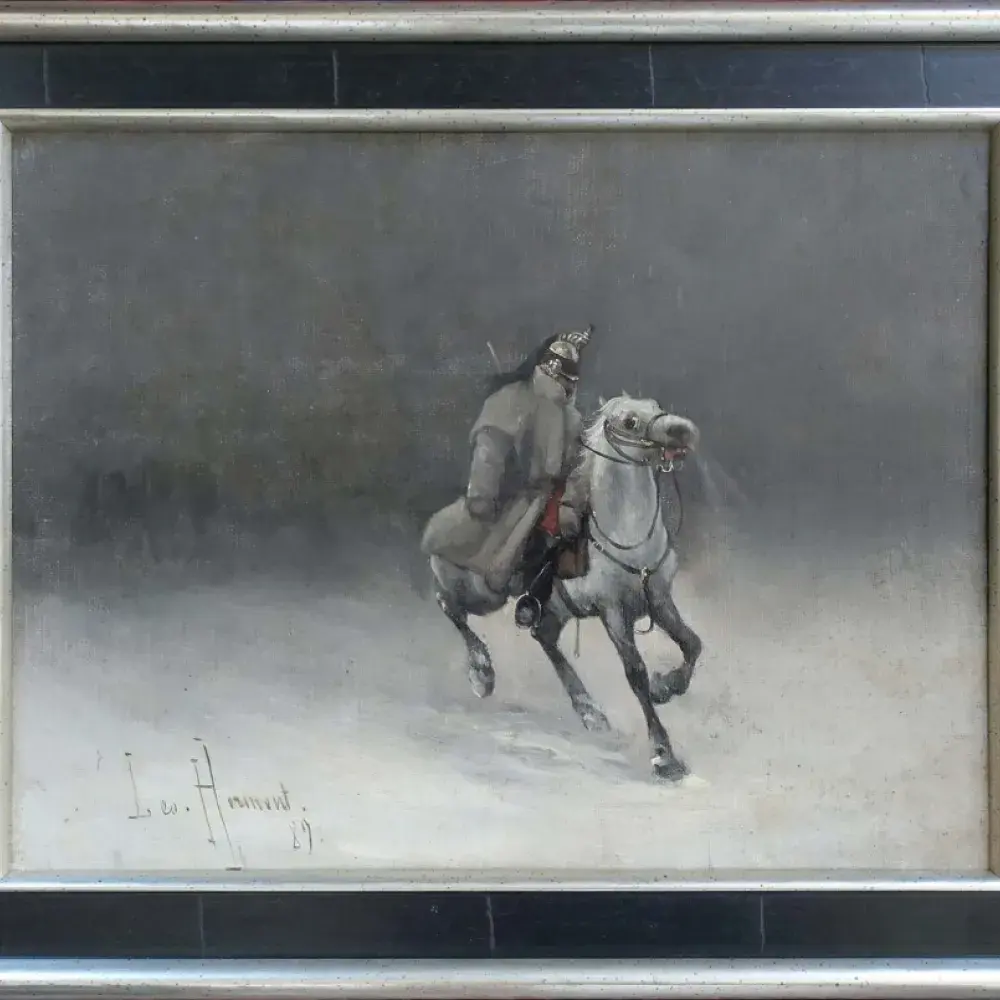 Leo Herment. La retraite de Russie : le cuirrassier oublié. Achat art tableau décoration.