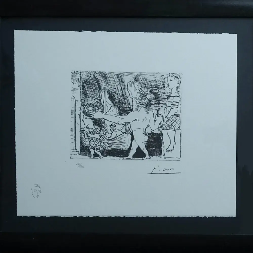 Minotaure aveugle guidé dans la nuit par une petite fille au pigeon. Picasso Achat art decoration 