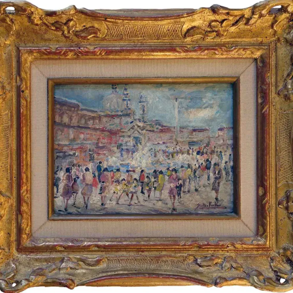 Place Saint-Marc. Ecole italienne du XXème siècle. Achat art, achat tableau, décoration.