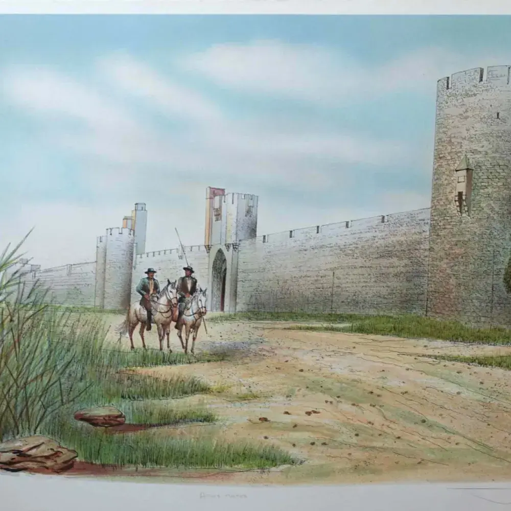 Rolf Rafflewski. Lithographie. Aigues-Mortes. Achat art décoration