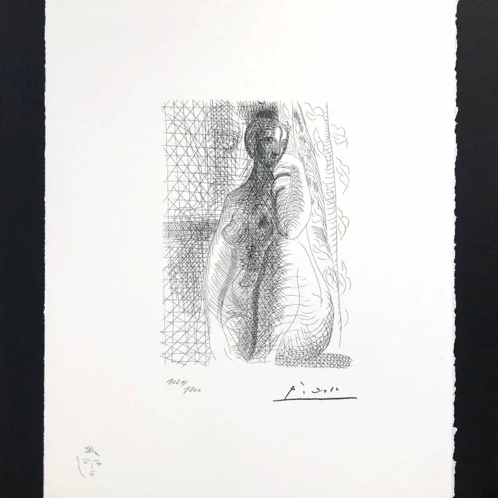 Femme nue à la jambe pliée. Lithographie d'après Picasso. Tirage Spadem de la suite Vollard.