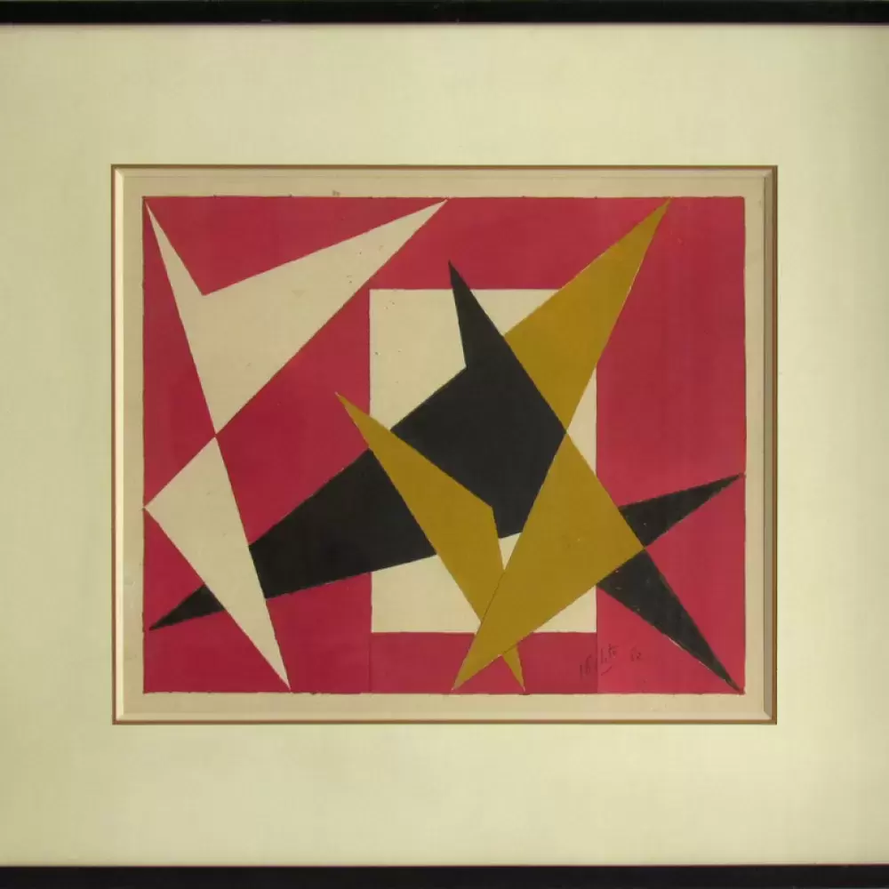 achat tableau peinture Abstraction aux triangles de Melito aquarelle