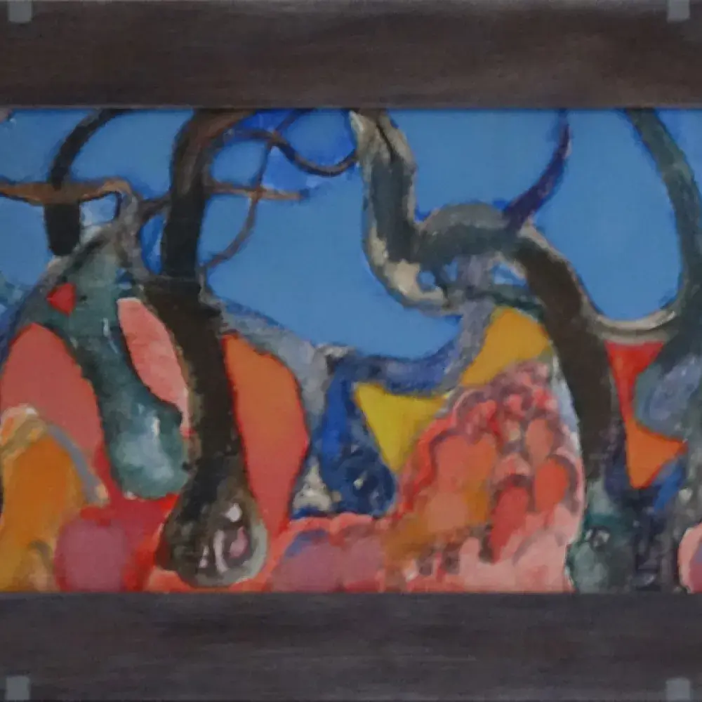 achat tableau peinture Arbres dansants au ciel bleu de Miloje Todorovitch