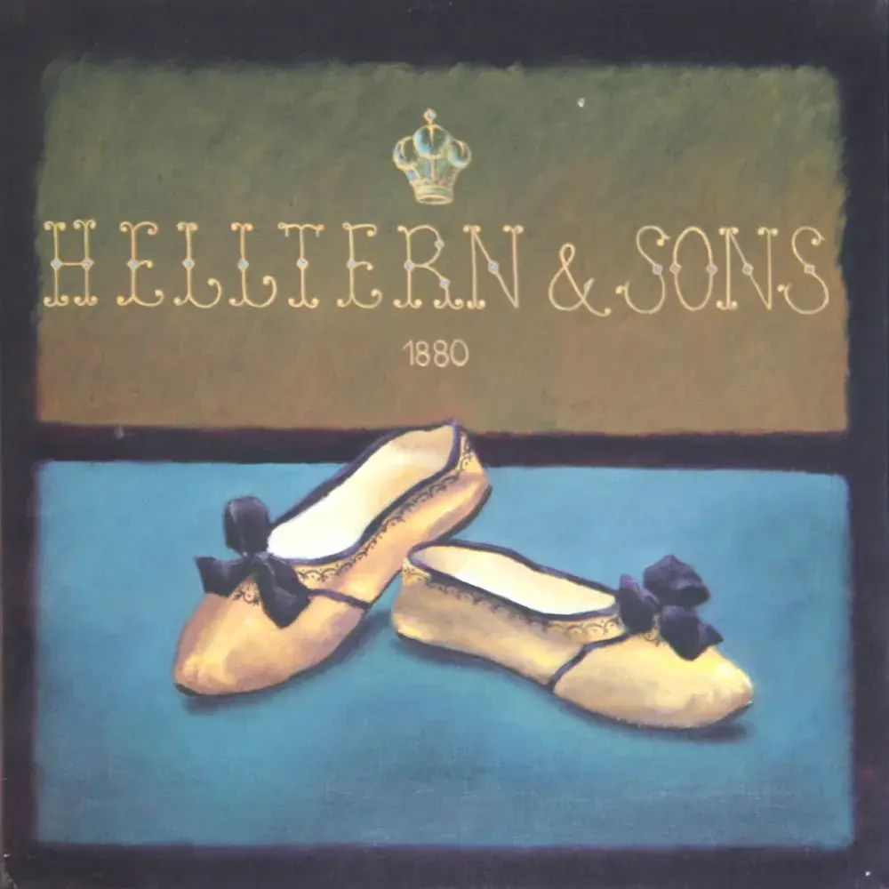 Achat tableau peinture Ballerines dorées à nœuds noirs chaussures art contemporain