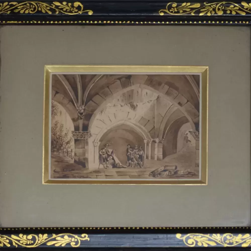 Des brigands rançonnent un jeune couple. Roman gothique. XVIIIème siècle.