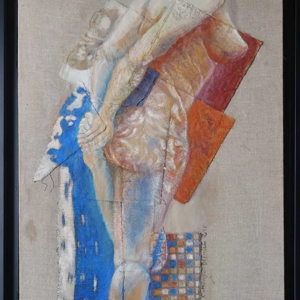 Catherine Drouin-Goutal. Nu de dos. Huile et collage sur toile. Achat art décoration