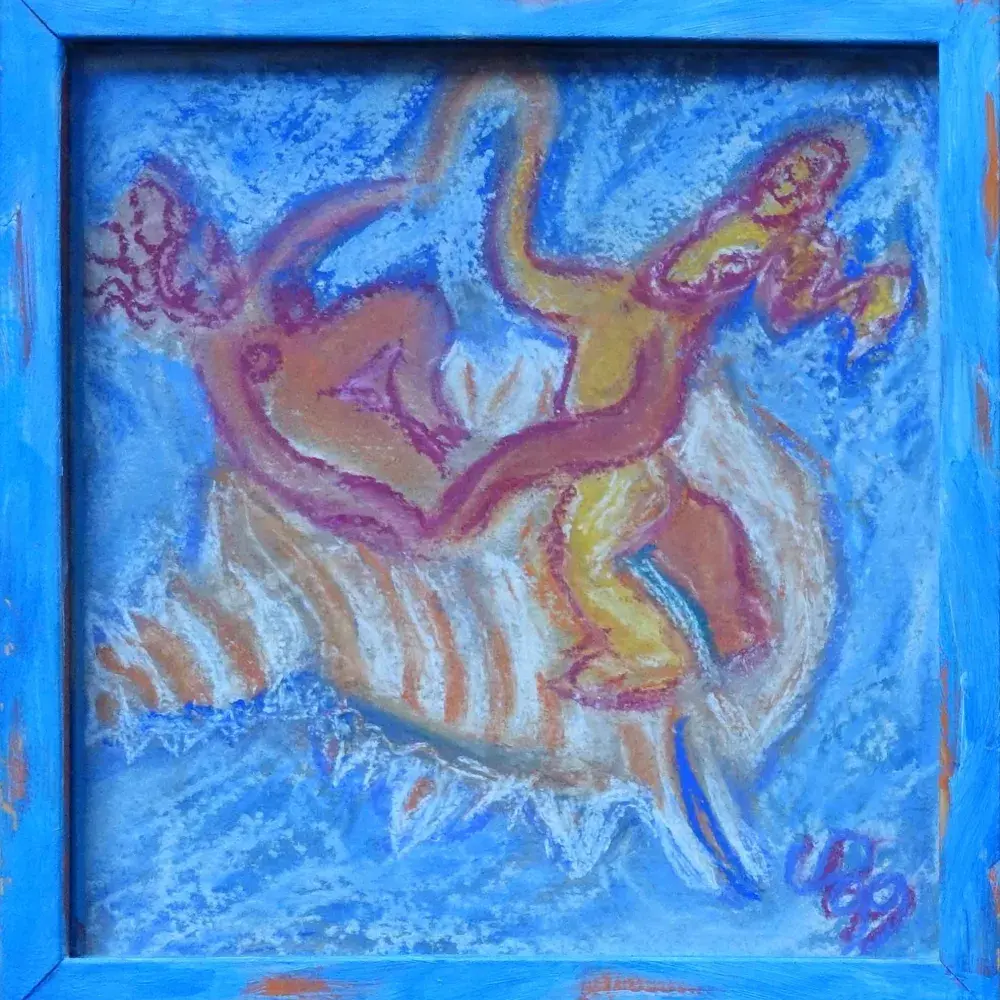 Nature morte aux coquillage. Christianne Durand. Pastel . Art contemporain. Primitivisme.