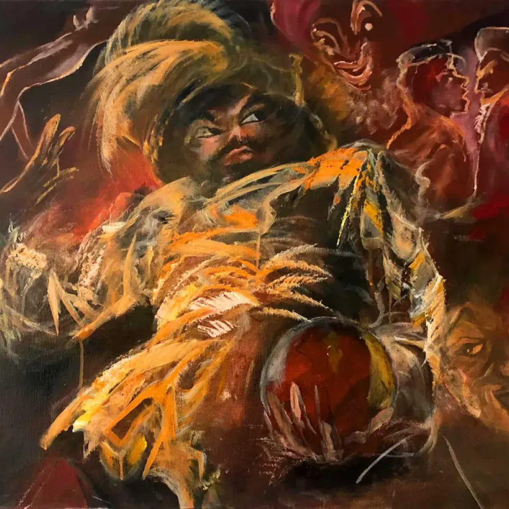 Pierre Clayette. Le devin. Huile sur toile. Acaht tableau, achat ar, décoration.