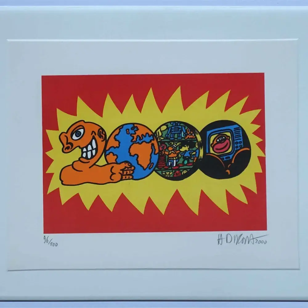 Achat cadeau décoration d'après Hervé di Rosa Le vingt-et-unième siècle. Lithographie.