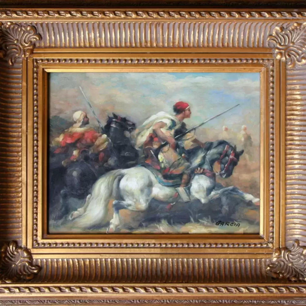 achat tableau peinture décoration fantasia de garcia cavaliers du désert