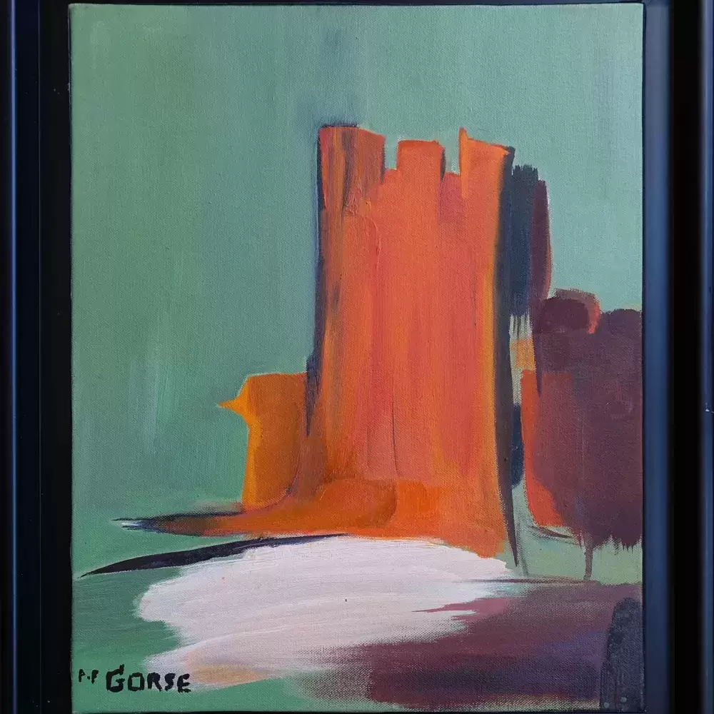 Abstraction à la tour rouge. Acrylique de Pierre-François Gorse. achat art décoration